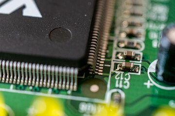 close up of computer circuit board