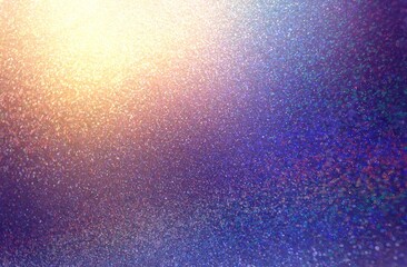 Golden shine on deep blue shimmering textured surface. Iridescent glitter decorated festive background. Luxury empty template for holidays design.