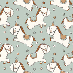 cute seamless pattern with funny horses and dots