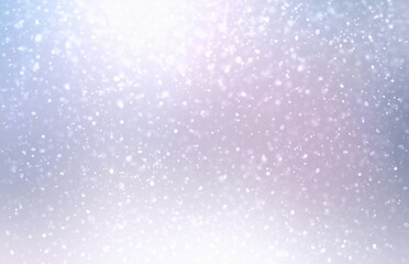 Winter glow on light blue background decorated snowfall soft pattern. Pastel color.