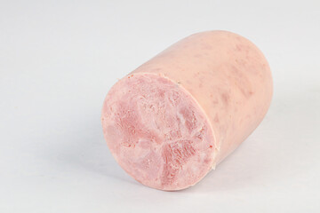 Pork ham sausage cut isolated