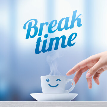 Break time with cute cup smiling
