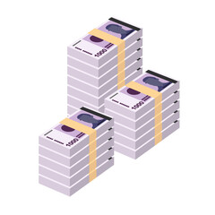 Norwegian Krone Vector Illustration. Norway money set bundle banknotes. Paper money 1000 kr. Flat style. Isolated on white background. Simple minimal design.