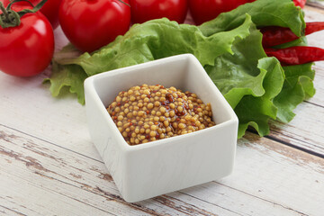 Mustard seeds sauce in the bowl