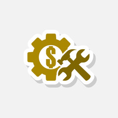 Dollar money gear icon sticker