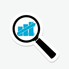 Loupe profit Business research sticker icon