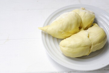 Durian fruit.Tasty durian that has been peeled has a sweet taste. a fruit of Thailand