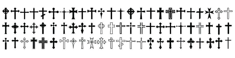 Cross icon vector set. Religion illustration sign collection. church symbol. jesus logo.