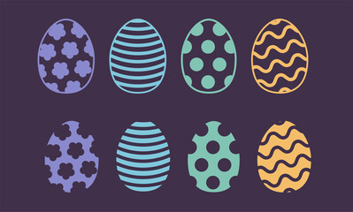 Set of colorful easter eggs. Easter egg icons.