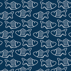 Fototapeta premium Seamless pattern of hand drawn doodle fish.