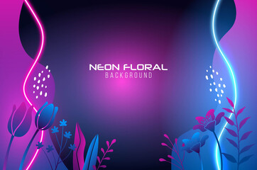 Neon Floral Background Vector Design