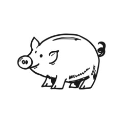 Piggy bank with dollar vector sketch icon isolated on background. Hand drawn Piggy bank with dollar icon.