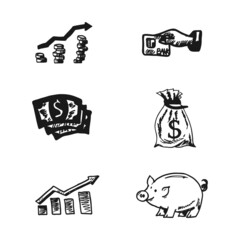 Simple set of hand drawing financial related vector icons for your design.