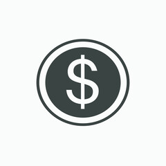 Dollar, usd, money, coin, currency icon vector symbol
