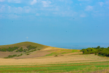Obraz premium blue sky and hills in summer in georgia
