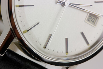 puristic antique silver watch swiss made used worn wristwatch isolated elegant noble retro classic...