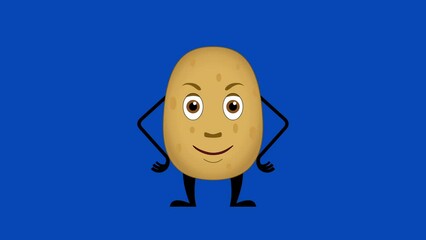Cartoon potato talking loop with alpha channel. Vegetable animation on a transparent background. - Powered by Adobe