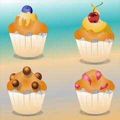 Delicious Muffin and Cupcakes Vector Illustration