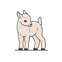 Illustration of cute baby goat cub. Simple vector illustration for emblem, badge, insignia.