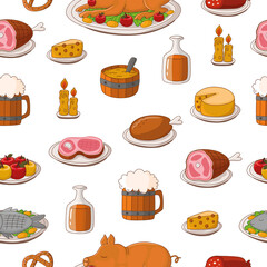 Seamless texture, food for a medieval tavern