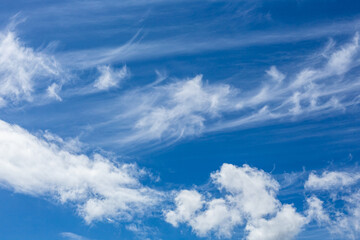 Cirrus and Stratus clouds in dramatic blue sky over Cape Town