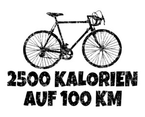 2500 Kalorien auf 100 Kilometer (Vintage Schwarz) Rennrad