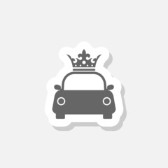Car with crown sticker icon Isolated on white background