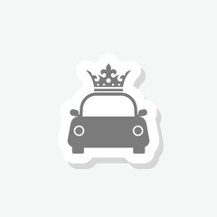 Car with crown sticker icon Isolated on white background