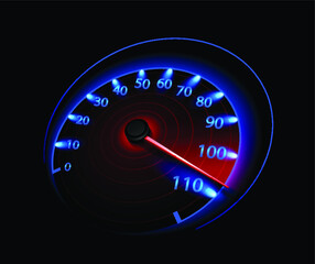 Car speedometer with red speed arrow vector clipart