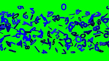 Blue numbers on green chroma key background.
3D illustration for background.

