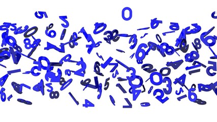 Blue numbers on white background.
3D illustration for background.
