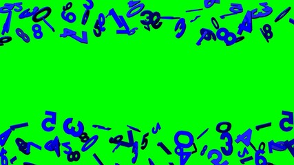 Blue numbers on green chroma key background.
3D illustration for background.
