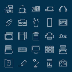 Collection outline workplace icon. Mobile and Web UI Icon Set. Seamless Icons Pack. - Vector