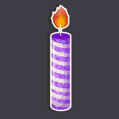 Illustration of burning candle - Purple Glitter