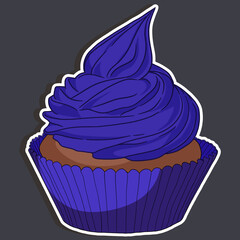 CUPCAKE DRAWING - DARK BLUE