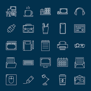 Collection outline workplace icon. Mobile and Web UI Icon Set. Seamless Icons Pack. - Vector