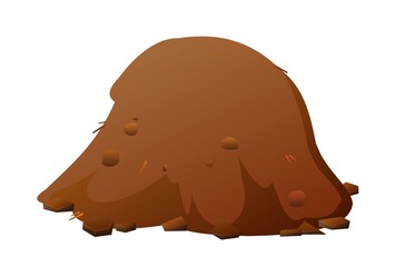 Set of stones. Cartoon style illustration. Soil or brown red clay. Isolated on white background. Vector