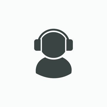 Headphones Icon Vector. Music, Sound, Call Center, Operator, Hotline, Customer, Service, Assistant Sign Symbol