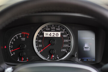 car​ instrument panel, car​ speed motor of​ night, car​ dashboard​ modern​ automobile...