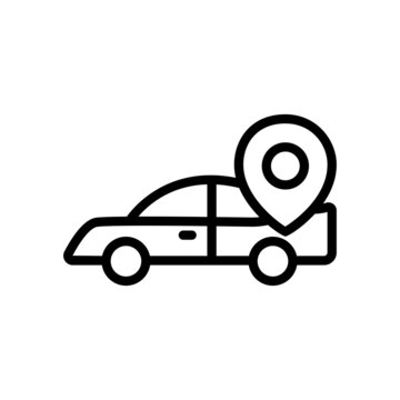 Car icon with map. suitable for Car rental symbol, car location . line icon style. simple design editable. Design template vector