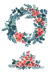 floral ornamental frames for wedding invitations and cards, coral mint colors