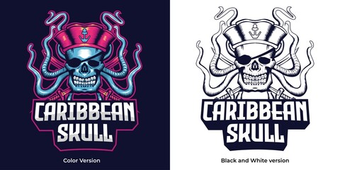 caribbean skull mascot logo vector design
