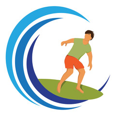 surfer, vector icon