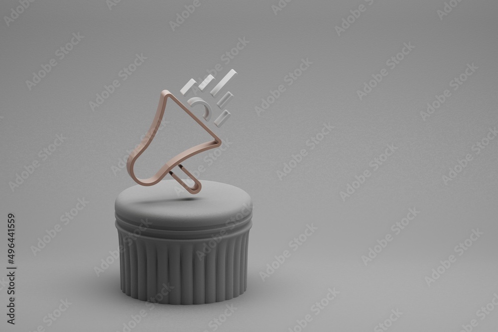 Aufkleber Beautiful abstract illustrations Loud Speaker symbol icons on a beton column and wonderful background. 3d rendering illustration. Background pattern for design. Seo And Business.