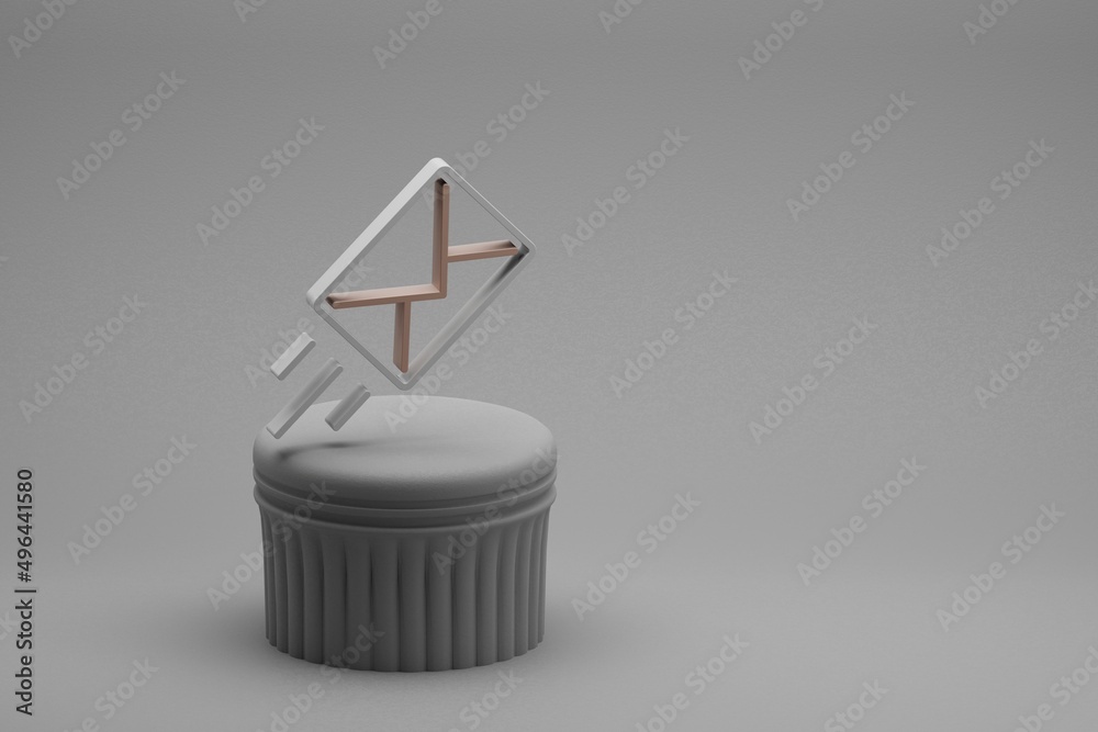 Aufkleber Beautiful abstract illustrations Mail symbol icons on a beton column and wonderful background. 3d rendering illustration. Background pattern for design. Seo And Business.