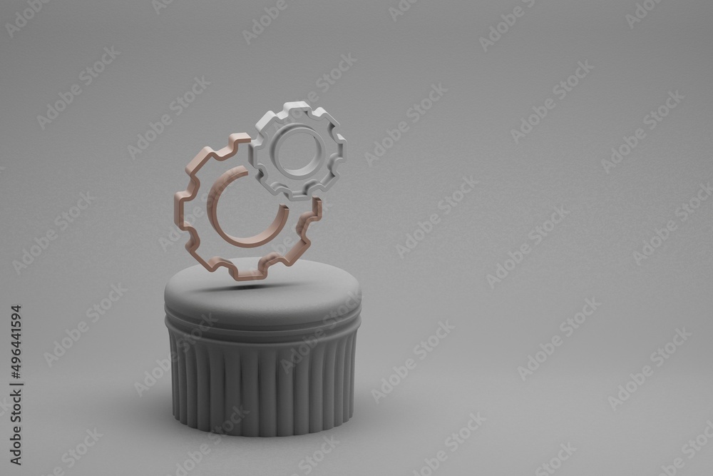 Aufkleber beautiful abstract illustrations manage gear symbol icons on a beton column and wonderful background