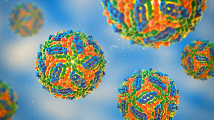 West Nile virus, WNV, 3D illustration