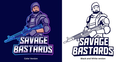 soldier holding rifle mascot logo