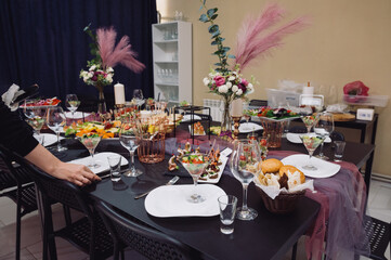 Delicacies and snacks at the buffet or banquet. Catering.