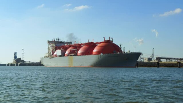 Industrial ship moored at GATE LNG terminal, Rotterdam, Netherlands